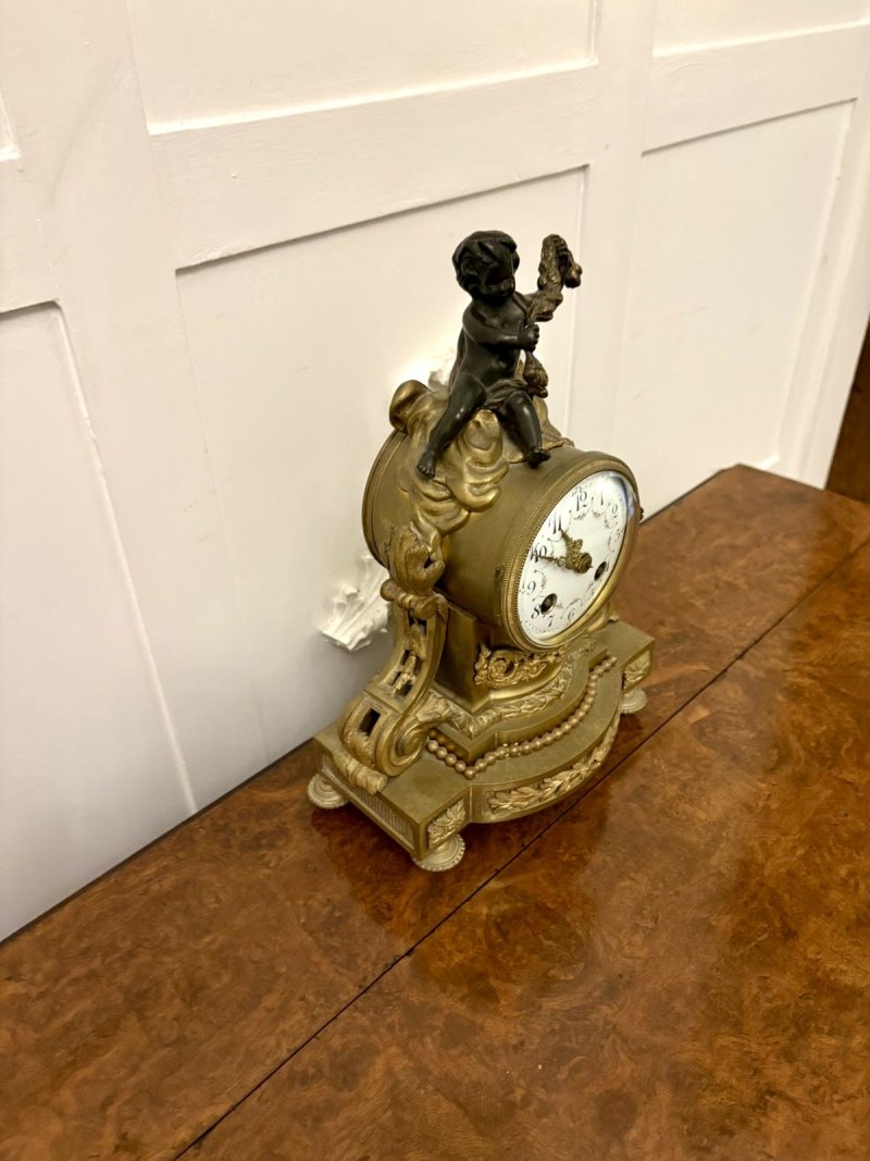 Antique Victorian French Quality Ornate Ormolu and Bronze Mantle Clock - Image 3